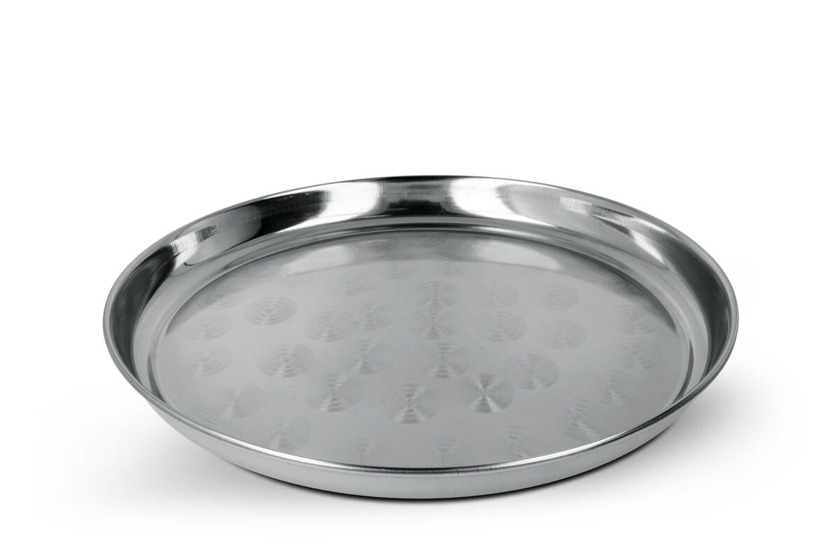 METALTEX Serviertablett rund INOX - satiniert in schwerer Qualität / Edelstahlplatte / Servierplatte