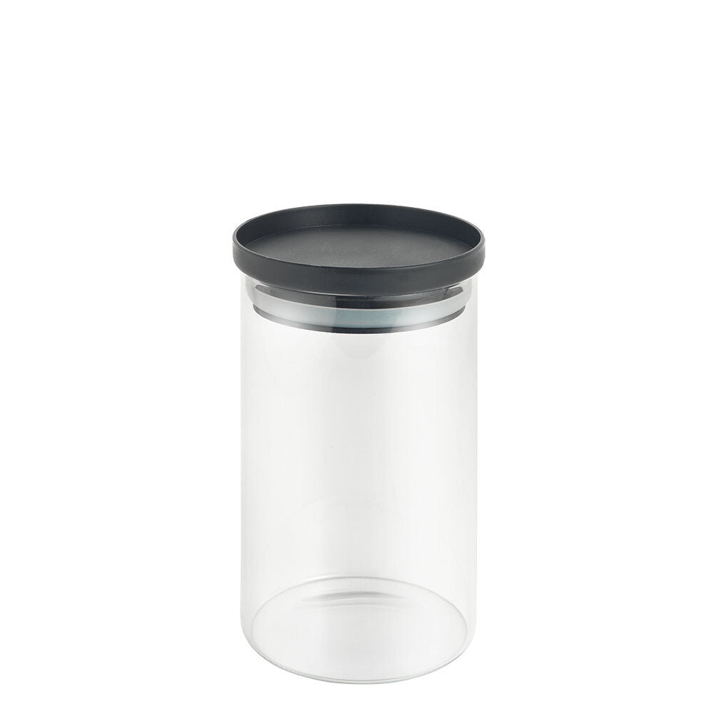 METALTEX 187214000 Aroma Line Vorratsglas rund 1000 ml aus Borosilikatglas, Deckel mit Silikondichtung, stapelbar