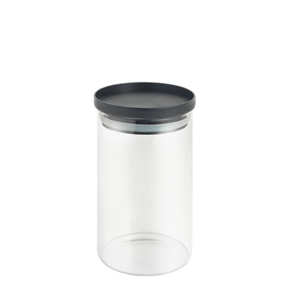 METALTEX 187214000 Aroma Line Vorratsglas rund 1000 ml aus Borosilikatglas, Deckel mit Silikondichtung, stapelbar