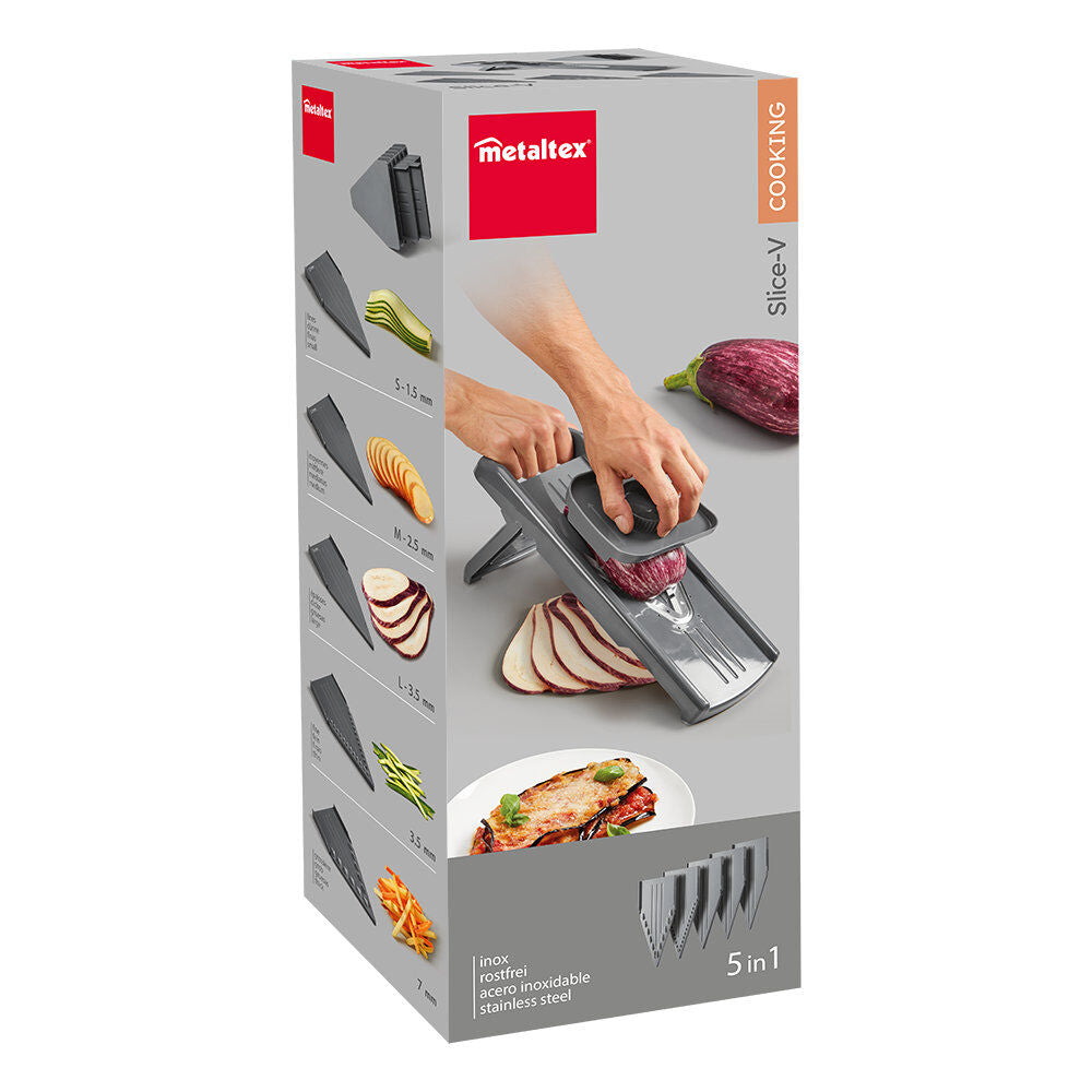 METALTEX 194579000 Slice-V Universalreibe ABS/Inox inkl. 5 Klingeneinsätze / Hobel