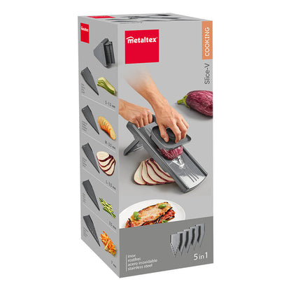 METALTEX 194579000 Slice-V Universalreibe ABS/Inox inkl. 5 Klingeneinsätze / Hobel