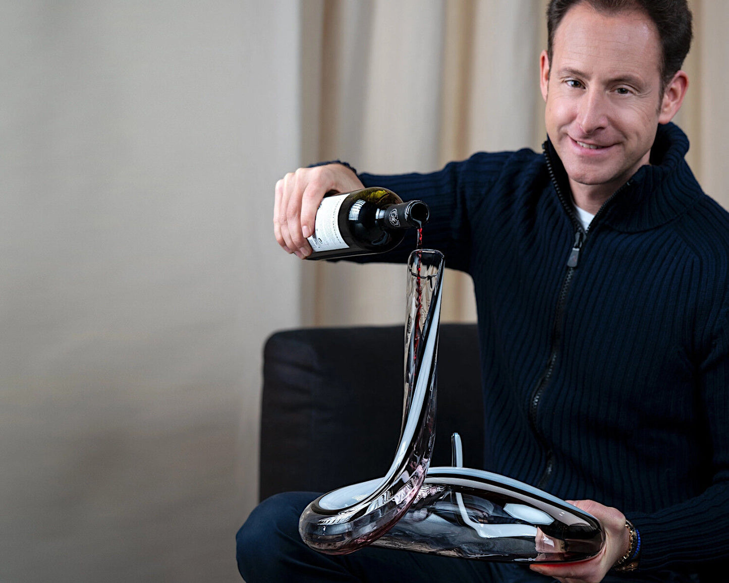 RIEDEL 1950/00 Dekanter MAMBA Fatto A Mano schwarz-weiß-schwarz / Design-Dekanter – Bild 5