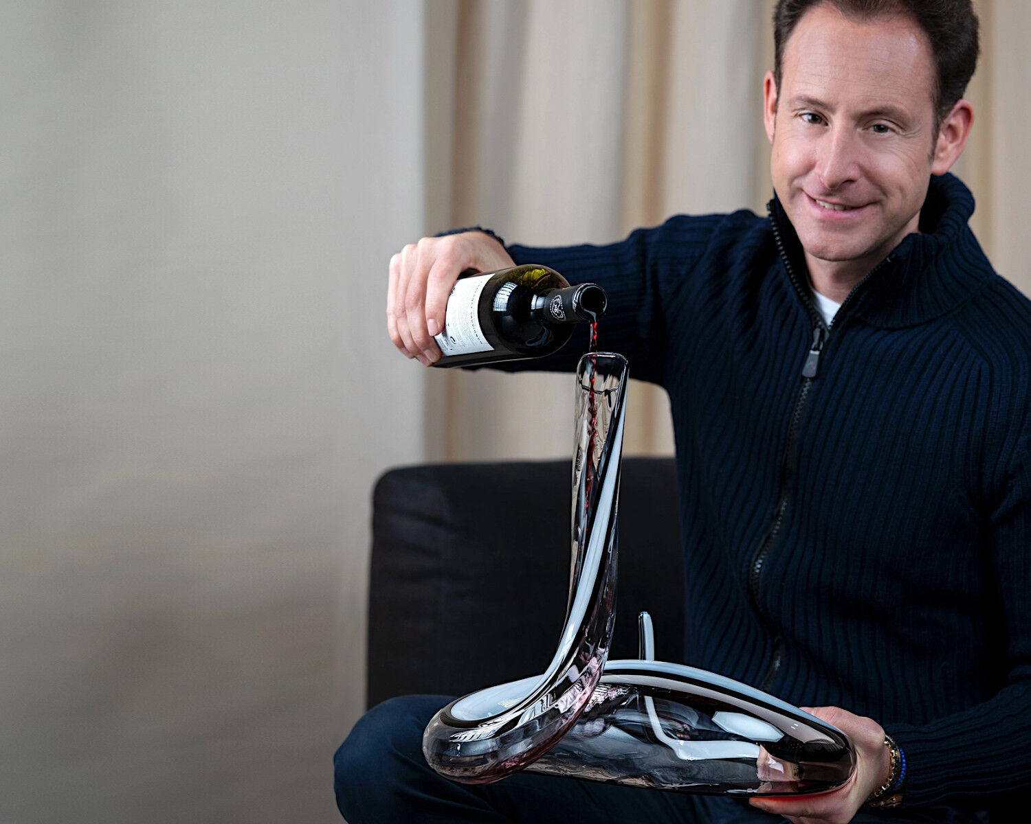 RIEDEL 1950/00 Dekanter MAMBA Fatto A Mano schwarz-weiß-schwarz / Design-Dekanter – Bild 5