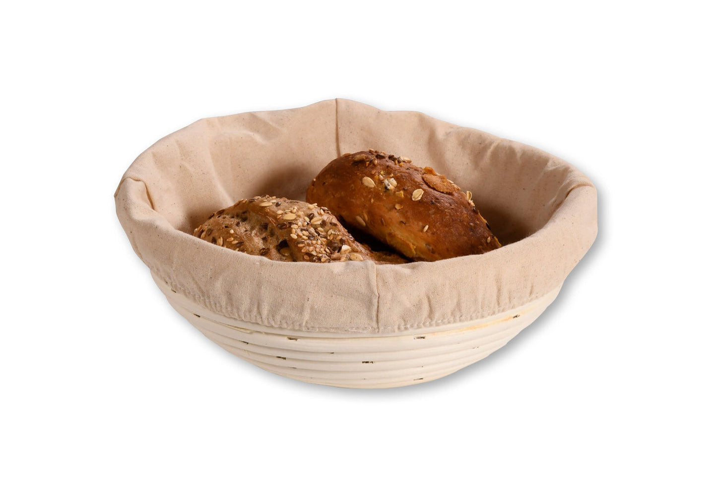 KESPER 19630 Brot- & Gärkorb aus Rattan, rund, Ø 22 cm, Textilfutter abnehmbar / Gärkörbchen