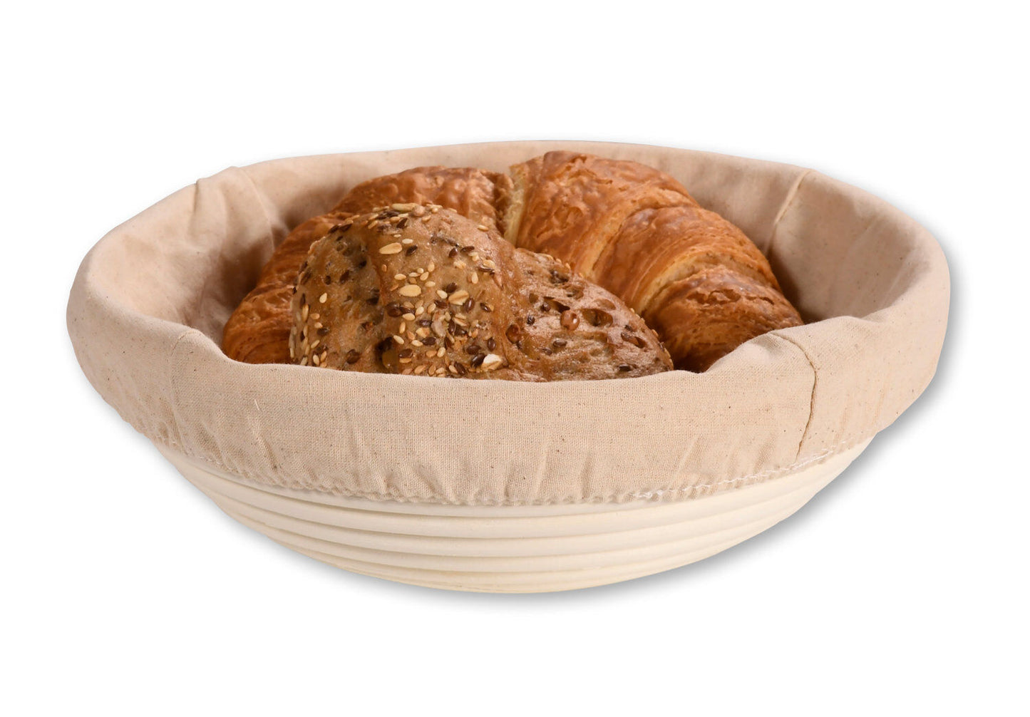 KESPER 19631 Brot- & Gärkorb aus Rattan, rund, Ø 25 cm, Textilfutter abnehmbar / Gärkörbchen