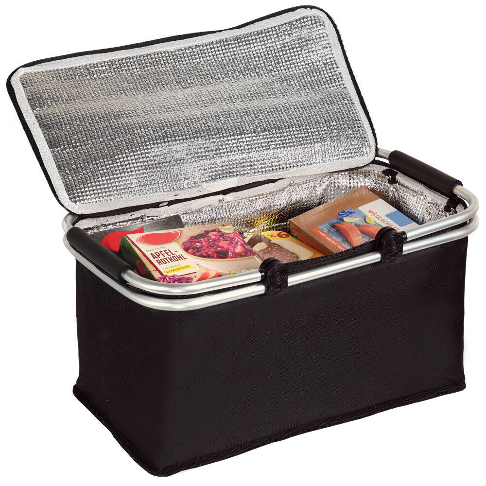 KESPER 19950 Thermokorb, schwarz / Einkaufskorb mit Isolierung, faltbar