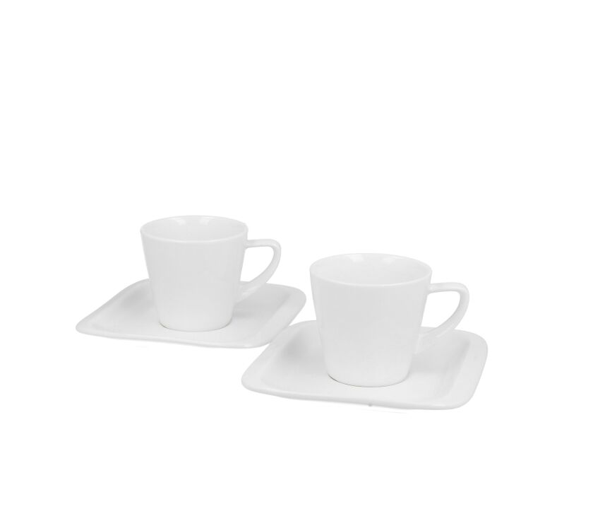 DUO WHITE COLLECTION 2er Set Espressotasse INFINITY 80 ml mit Untertasse New Bone China Porzellan – Bild 2