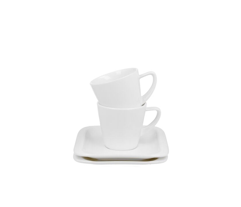 DUO WHITE COLLECTION 2er Set Espressotasse INFINITY 80 ml mit Untertasse New Bone China Porzellan – Bild 3