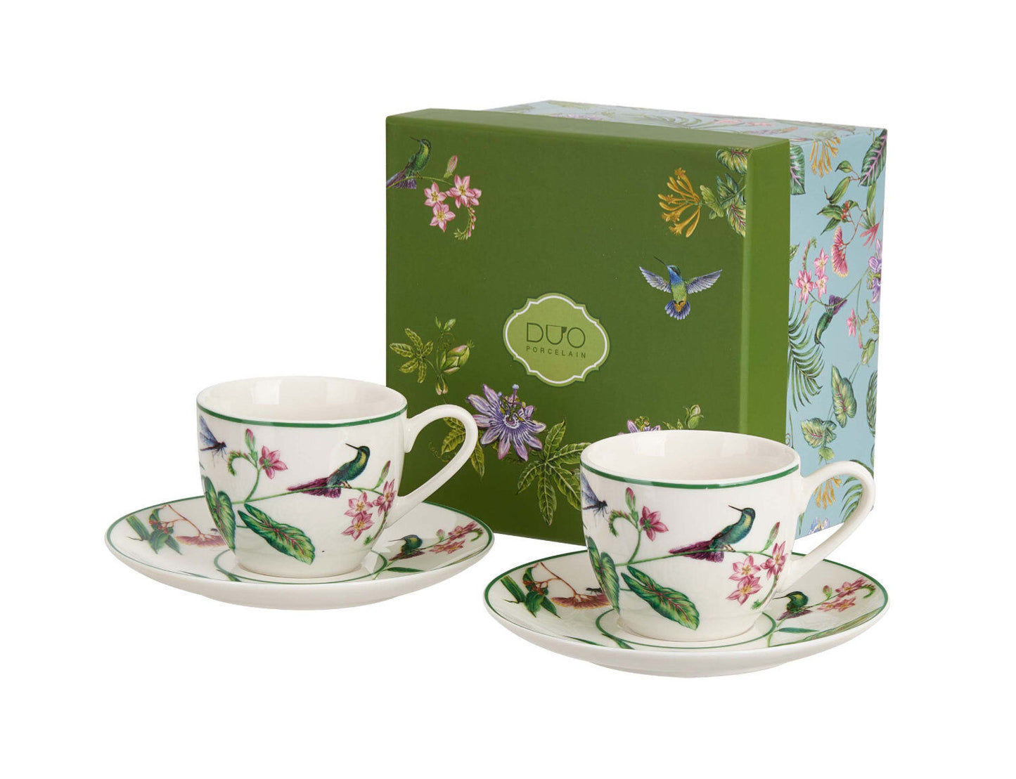 DUO 2er-Set Espressotassen SOUND OF PARADISE, 90 ml mit Untertassen, New Bone China Porzellan
