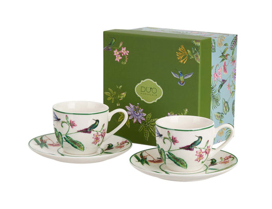 DUO 2er-Set Espressotassen SOUND OF PARADISE, 90 ml mit Untertassen, New Bone China Porzellan