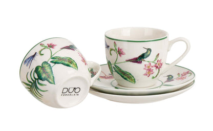 DUO 2er-Set Espressotassen SOUND OF PARADISE, 90 ml mit Untertassen, New Bone China Porzellan