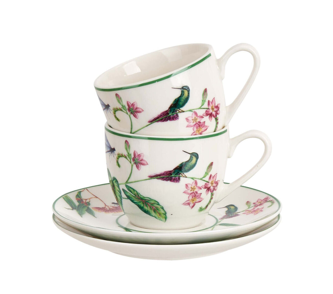 DUO 2er-Set Espressotassen SOUND OF PARADISE, 90 ml mit Untertassen, New Bone China Porzellan
