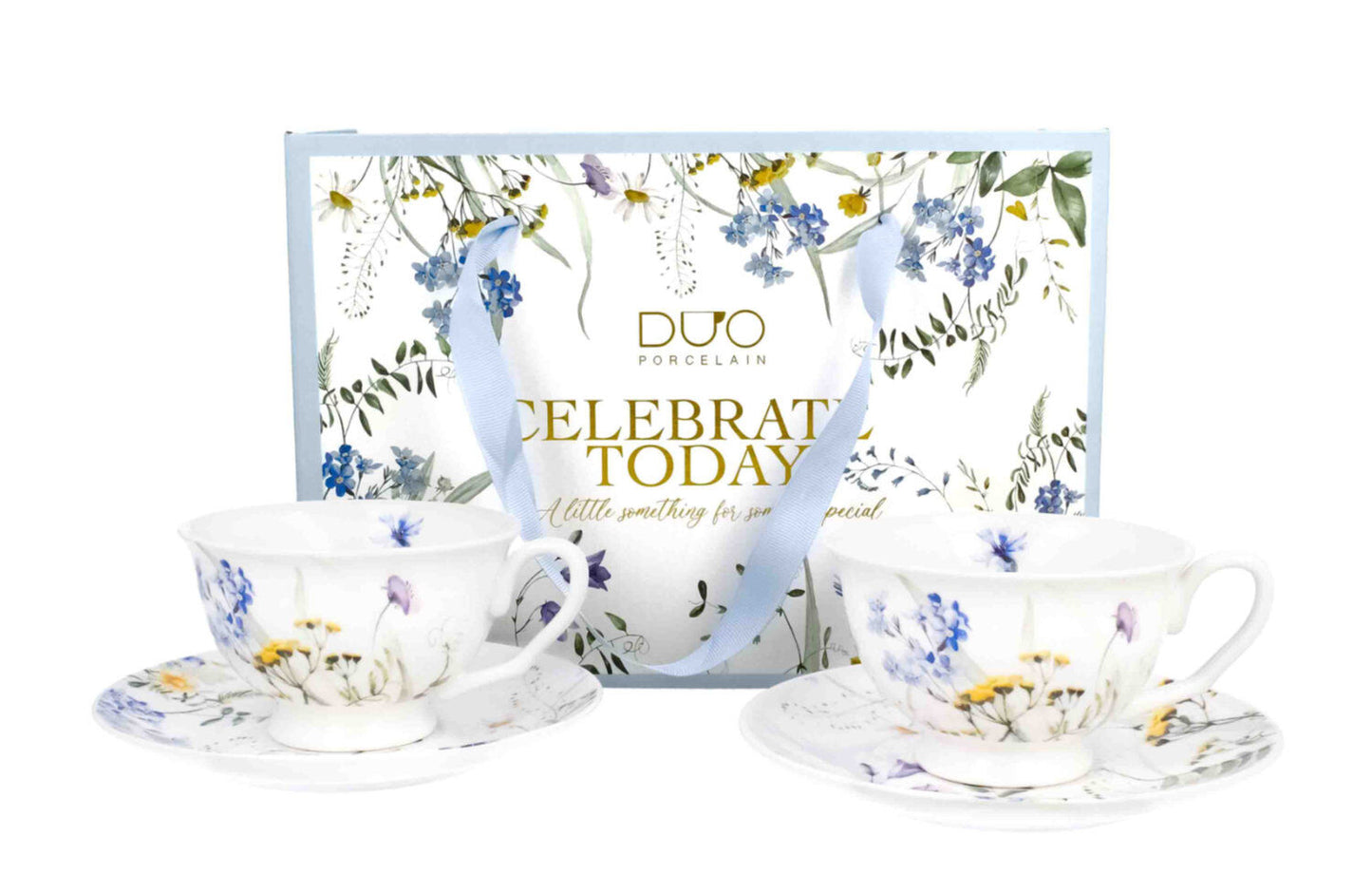 DUO 2er-Set Tassen MELODY, 250 ml mit Untertassen, New Bone China Porzellan, in Geschenkbox