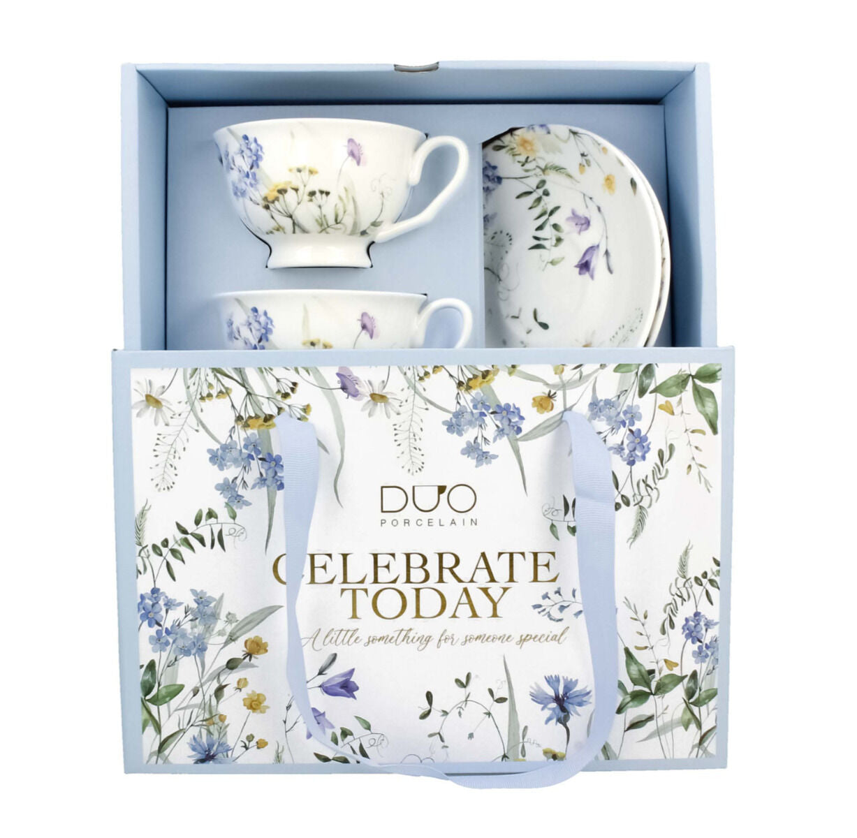 DUO 2er-Set Tassen MELODY, 250 ml mit Untertassen, New Bone China Porzellan, in Geschenkbox