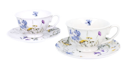 DUO 2er-Set Tassen MELODY, 250 ml mit Untertassen, New Bone China Porzellan, in Geschenkbox