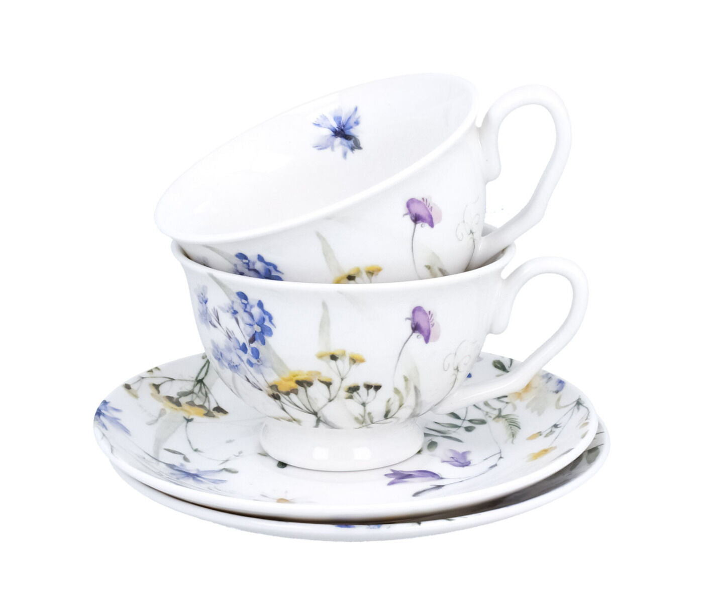 DUO 2er-Set Tassen MELODY, 250 ml mit Untertassen, New Bone China Porzellan, in Geschenkbox
