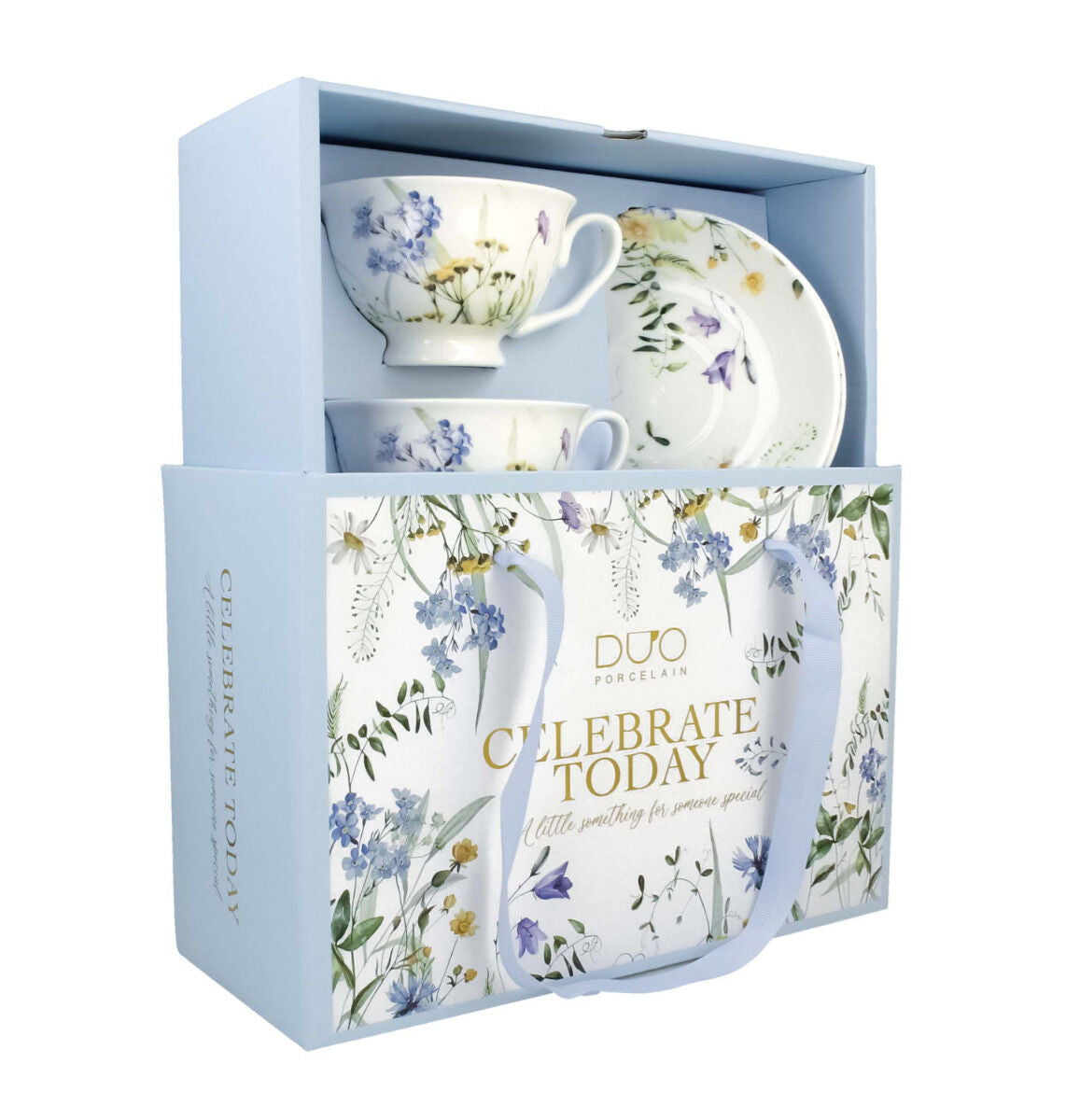 DUO 2er-Set Tassen MELODY, 250 ml mit Untertassen, New Bone China Porzellan, in Geschenkbox