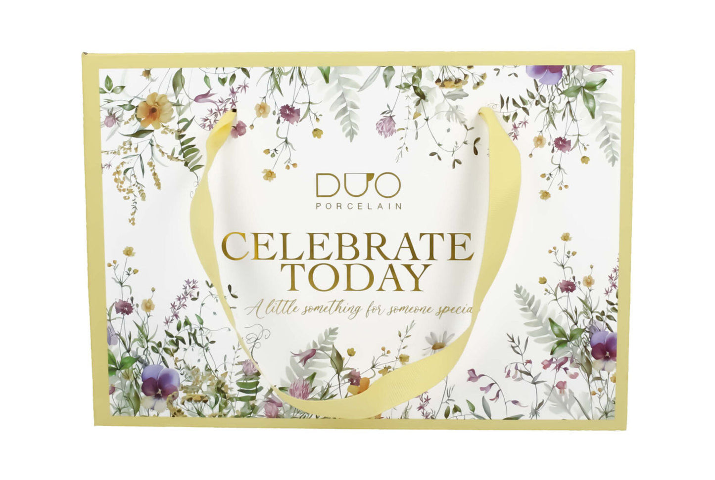 DUO 2er-Set Tassen PANSY, 250 ml mit Untertassen, New Bone China Porzellan, in Geschenkbox