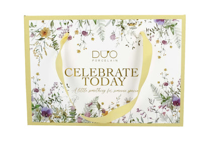DUO 2er-Set Tassen PANSY, 250 ml mit Untertassen, New Bone China Porzellan, in Geschenkbox