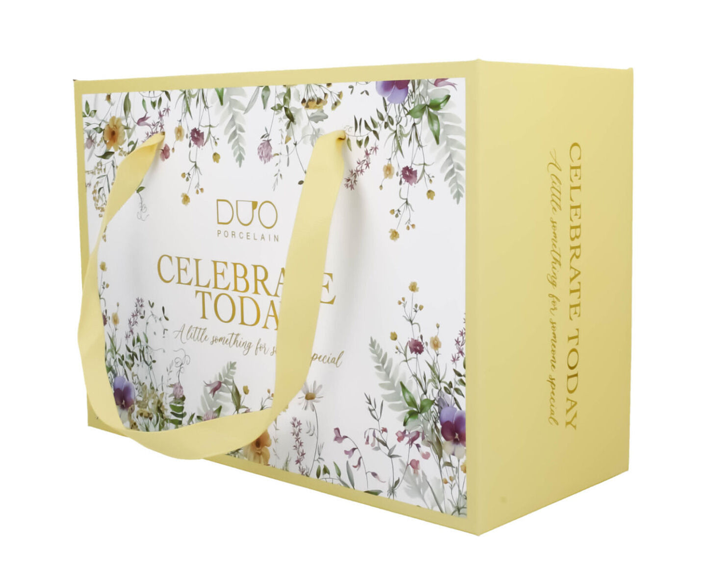 DUO 2er-Set Tassen PANSY, 250 ml mit Untertassen, New Bone China Porzellan, in Geschenkbox