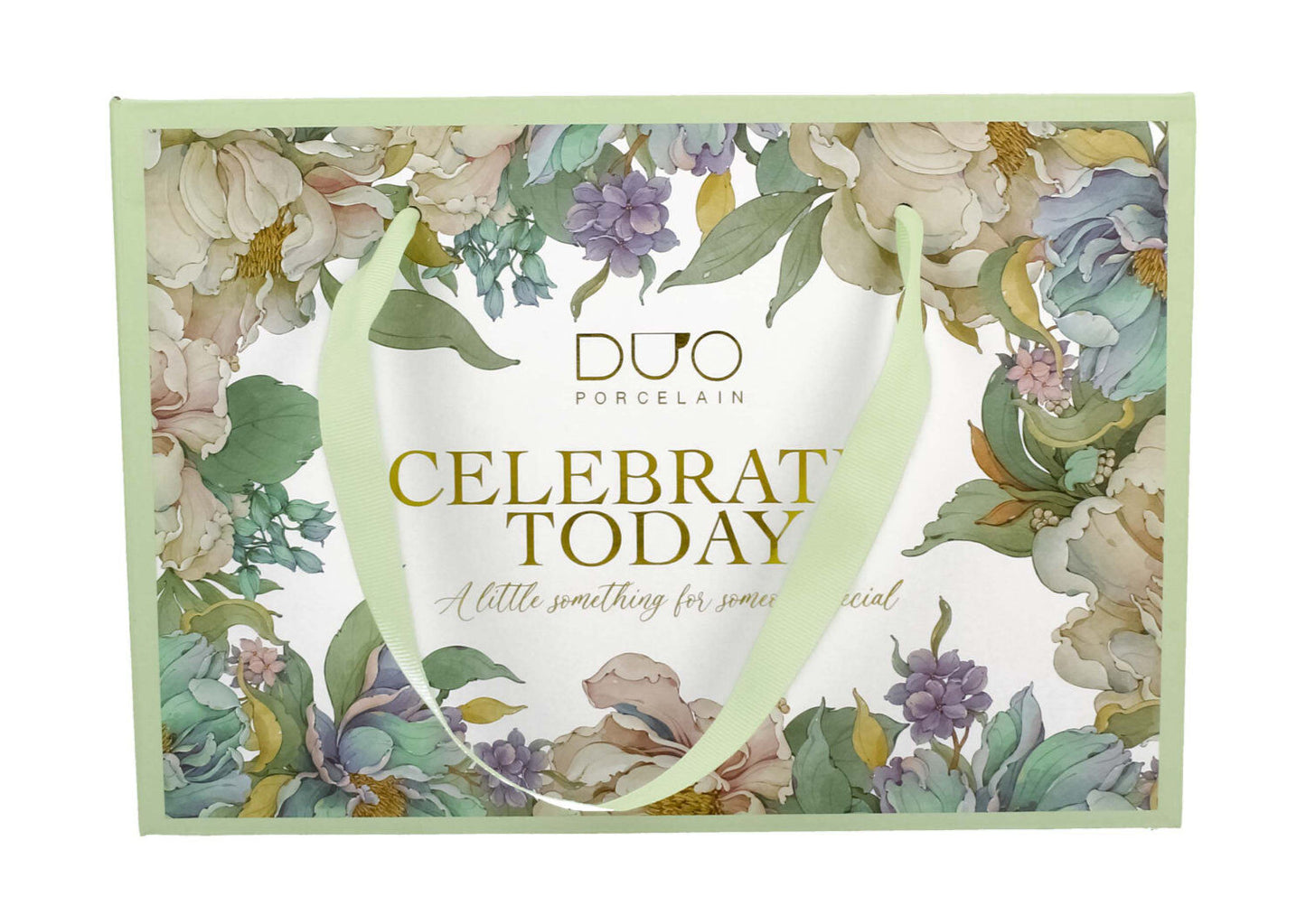 DUO 2er-Set Tassen PEONY WHITE, 250 ml mit Untertassen, New Bone China Porzellan, in Geschenkbox