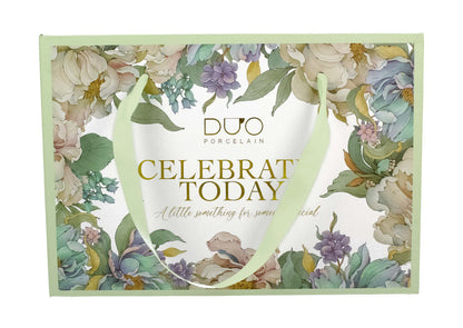 DUO 2er-Set Tassen PEONY WHITE, 250 ml mit Untertassen, New Bone China Porzellan, in Geschenkbox