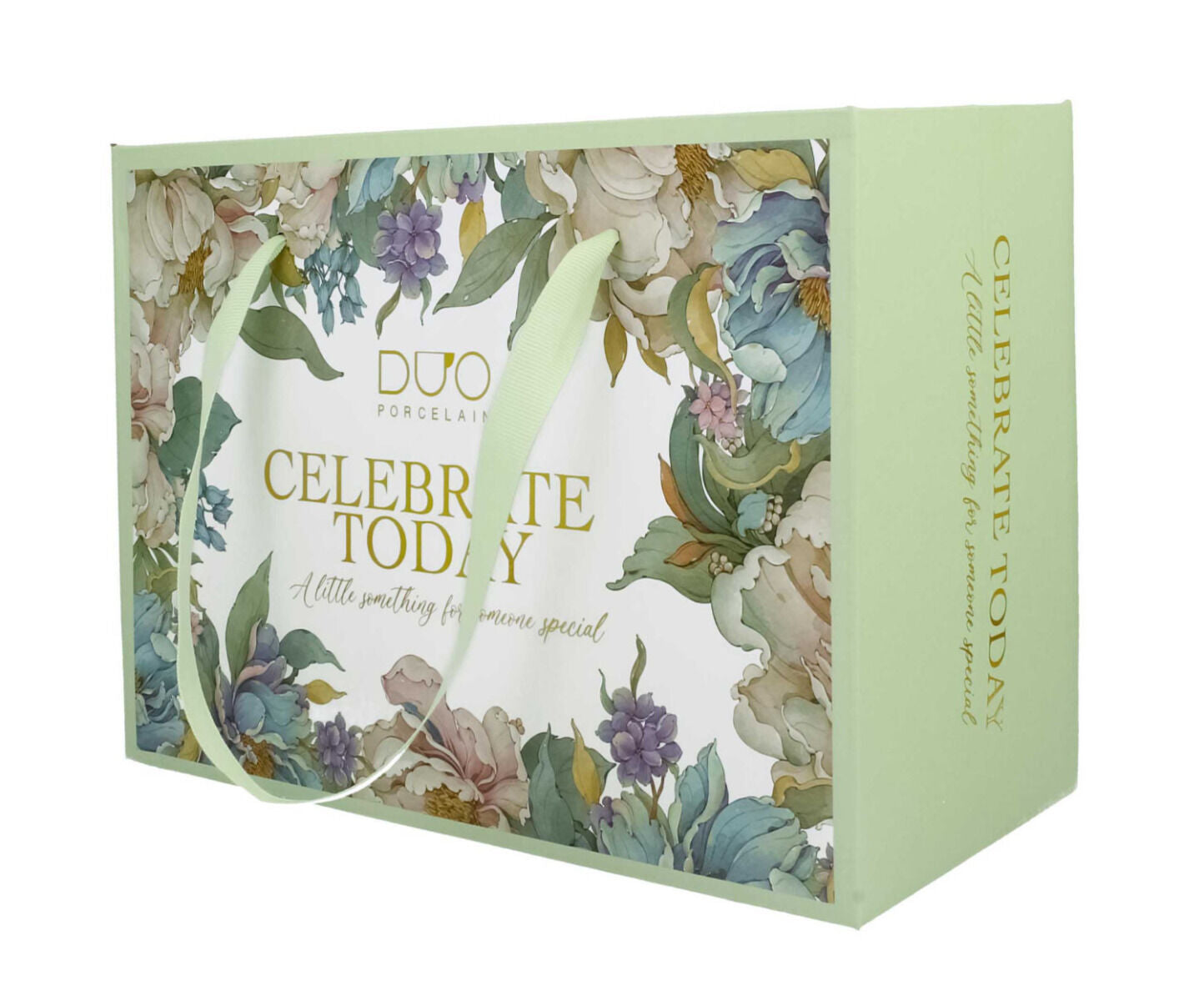 DUO 2er-Set Tassen PEONY WHITE, 250 ml mit Untertassen, New Bone China Porzellan, in Geschenkbox