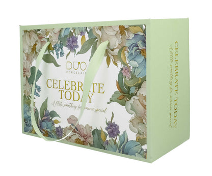 DUO 2er-Set Tassen PEONY WHITE, 250 ml mit Untertassen, New Bone China Porzellan, in Geschenkbox