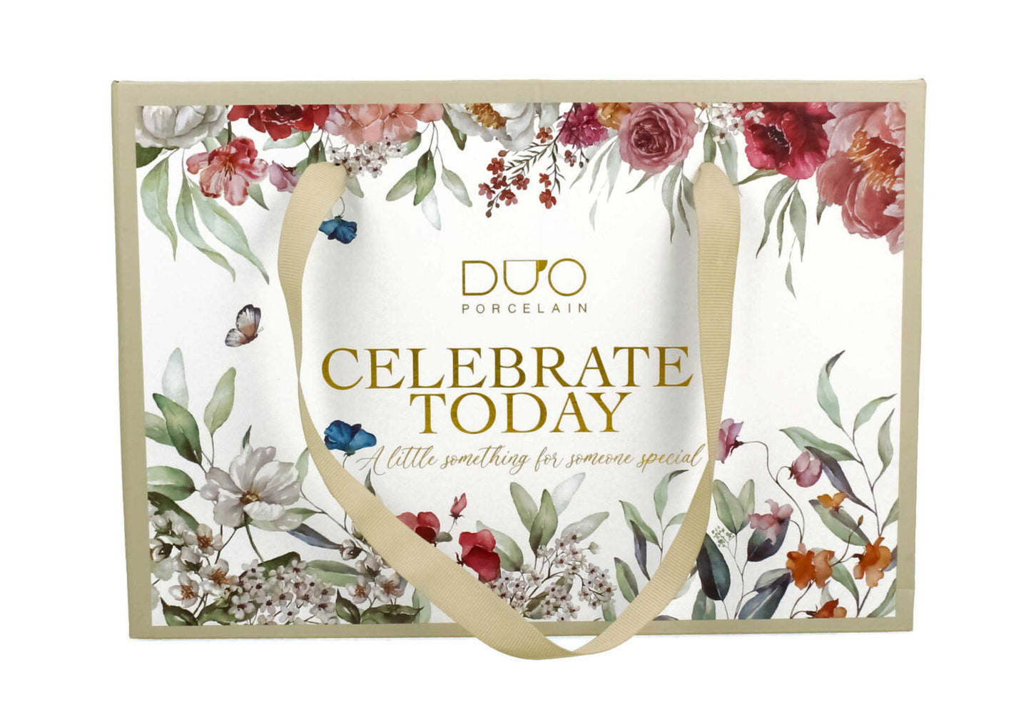DUO 2er-Set Tassen REBECCA, 250 ml mit Untertassen, New Bone China Porzellan, in Geschenkbox