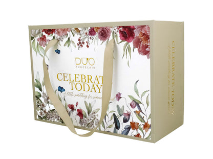 DUO 2er-Set Tassen REBECCA, 250 ml mit Untertassen, New Bone China Porzellan, in Geschenkbox