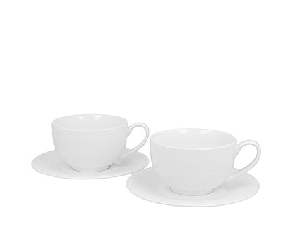 DUO WHITE COLLECTION 2er Set Tasse DIAMOND 250 ml mit Untertasse New Bone China Porzellan – Bild 2