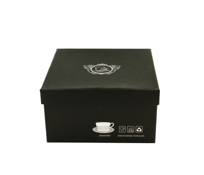 DUO WHITE COLLECTION 2er Set Tasse DIAMOND 250 ml mit Untertasse New Bone China Porzellan – Bild 4