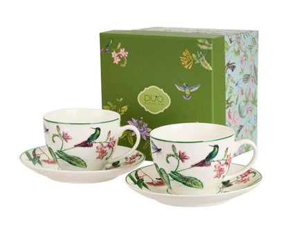 DUO 2er-Set Tassen SOUND OF PARADISE, 270 ml mit Untertassen, New Bone China Porzellan