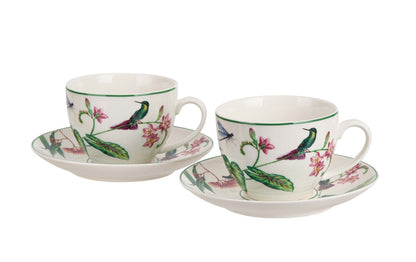DUO 2er-Set Tassen SOUND OF PARADISE, 270 ml mit Untertassen, New Bone China Porzellan