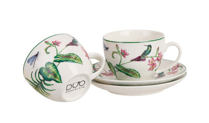 DUO 2er-Set Tassen SOUND OF PARADISE, 270 ml mit Untertassen, New Bone China Porzellan