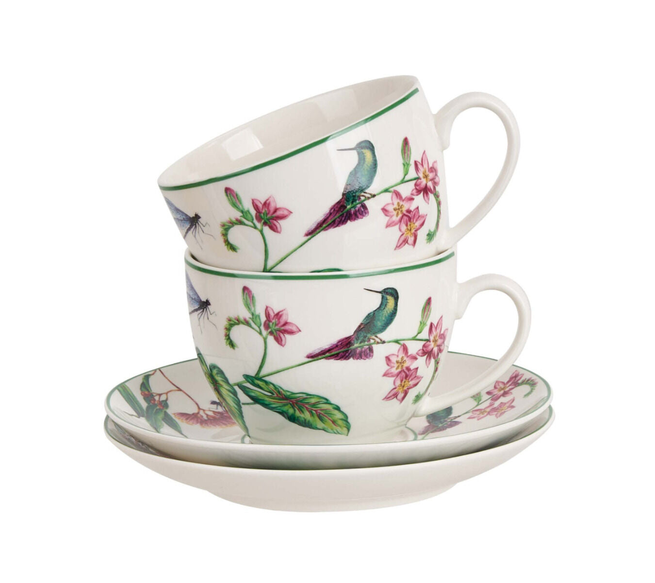 DUO 2er-Set Tassen SOUND OF PARADISE, 270 ml mit Untertassen, New Bone China Porzellan