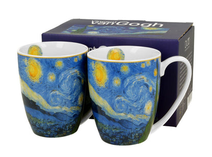 DUO ART GALLERY 2er-Set Klassischer Becher 360 ml STARRY NIGHT inspired by Van Gogh New Bone China Porzellan
