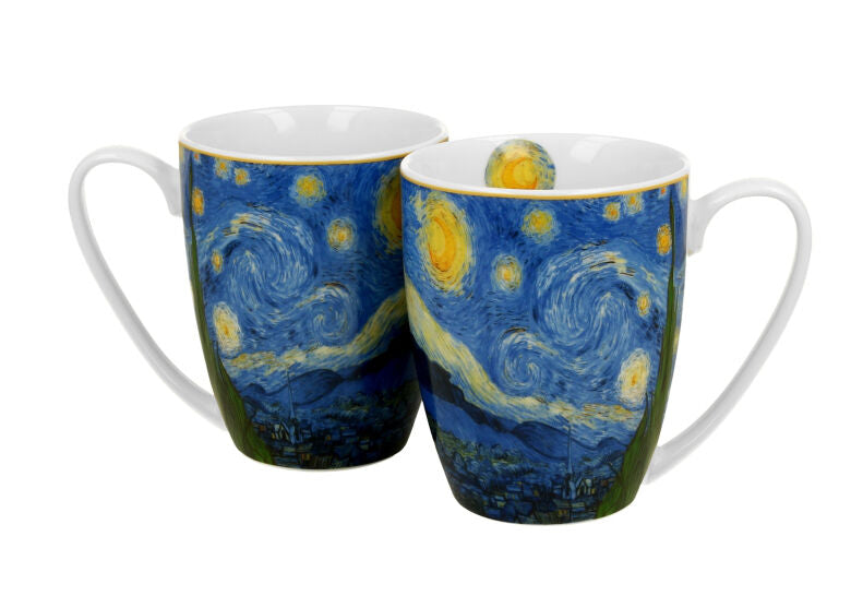 DUO ART GALLERY 2er-Set Klassischer Becher 360 ml STARRY NIGHT inspired by Van Gogh New Bone China Porzellan – Bild 2