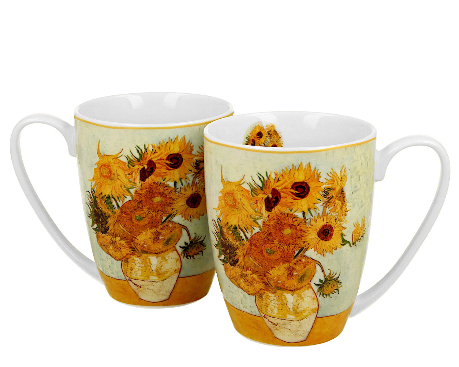 DUO ART GALLERY 2er-Set Becher 360 ml SUNFLOWERS inspired by Van Gogh New Bone China Porzellan