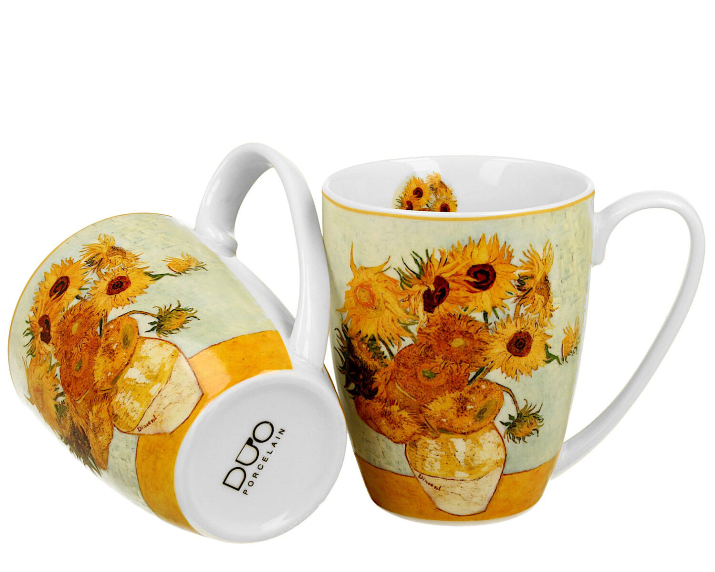 DUO ART GALLERY 2er-Set Becher 360 ml SUNFLOWERS inspired by Van Gogh New Bone China Porzellan – Bild 2