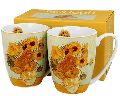DUO ART GALLERY 2er-Set Becher 360 ml SUNFLOWERS inspired by Van Gogh New Bone China Porzellan – Bild 3