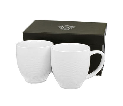 DUO WHITE COLLECTION 2er Set Becher DIAMOND 350 ml New Bone China Porzellan