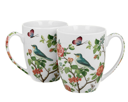 DUO CROCUS Kollektion 2er-Set klassische Becher 350 ml BIRDS ON A BRANCH, New Bone China Porzellan