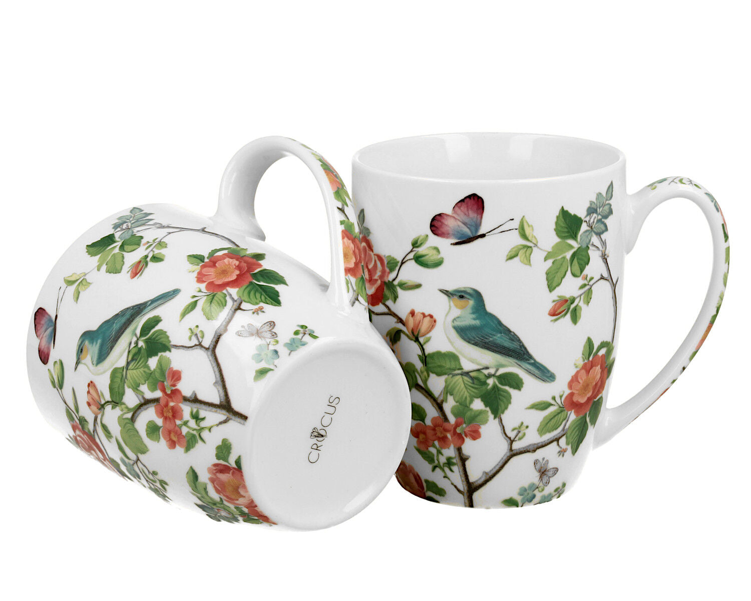 DUO CROCUS Kollektion 2er-Set klassische Becher 350 ml BIRDS ON A BRANCH, New Bone China Porzellan – Bild 2