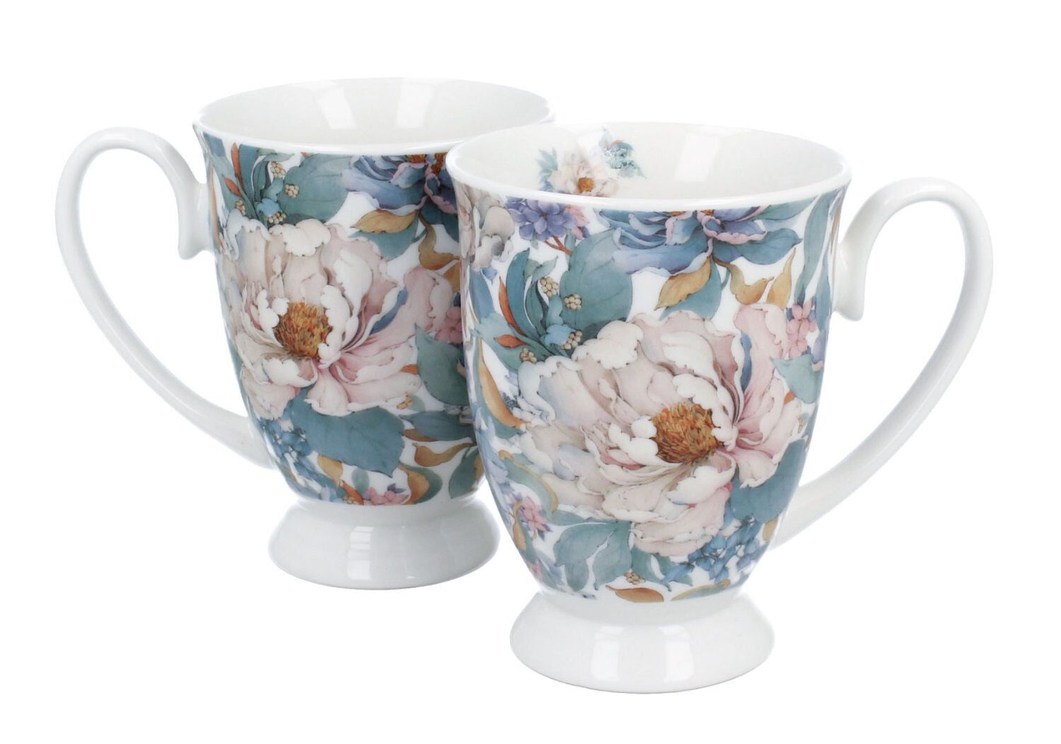 DUO 2er-Set Becher PEONY WHITE mit Fuß, 340 ml, New Bone China Porzellan, in Geschenkbox – Bild 2