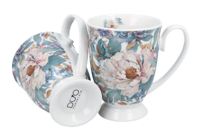 DUO 2er-Set Becher PEONY WHITE mit Fuß, 340 ml, New Bone China Porzellan, in Geschenkbox – Bild 3
