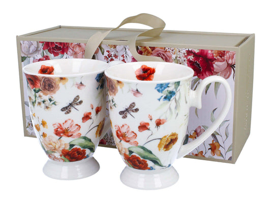 DUO 2er-Set Becher REBECCA mit Fuß, 340 ml, New Bone China Porzellan, in Geschenkbox
