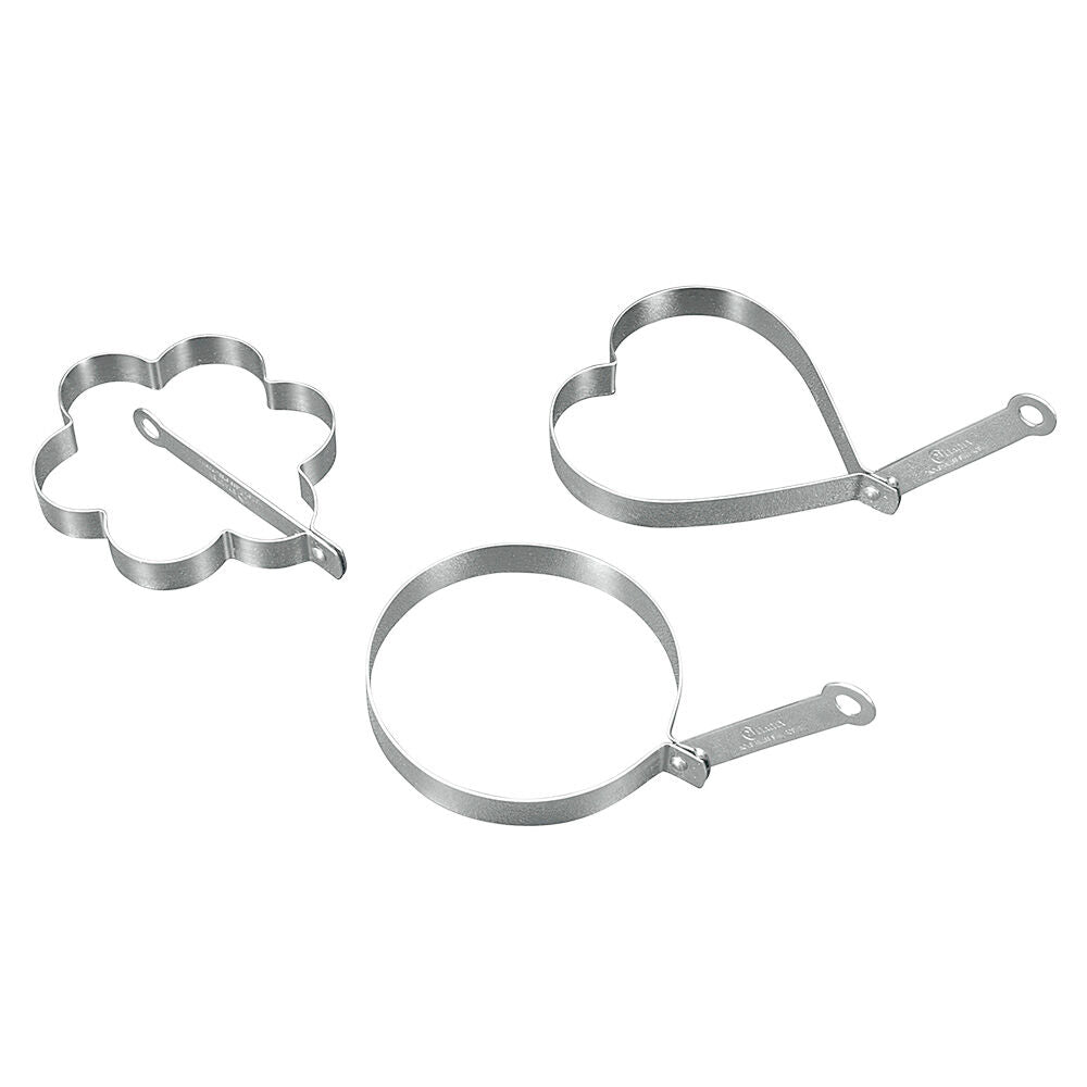 METALTEX Spiegeleierformer 3 Motive im SET / Spiegelei - Formen Kreis, Herz, Blume