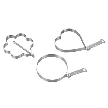 METALTEX Spiegeleierformer 3 Motive im SET / Spiegelei - Formen Kreis, Herz, Blume