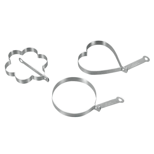 METALTEX Spiegeleierformer 3 Motive im SET / Spiegelei - Formen Kreis, Herz, Blume